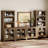 Farmhouse Entertainment Center With Bookshelves, 4-Piece Modular TV Stand With Storage Towers, Glass Doors, Open Shelves,  Media Console For Living Room, Home Theater, Brown-583197343