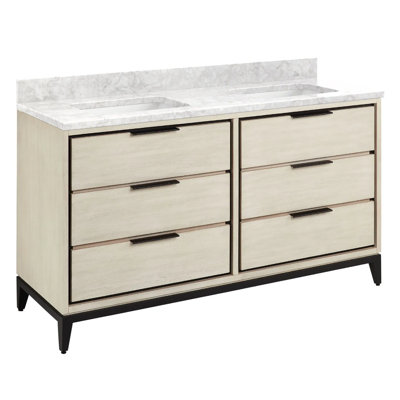 60" Hytes Double Bathroom Vanity Set with Rectangular Undermount Sinks