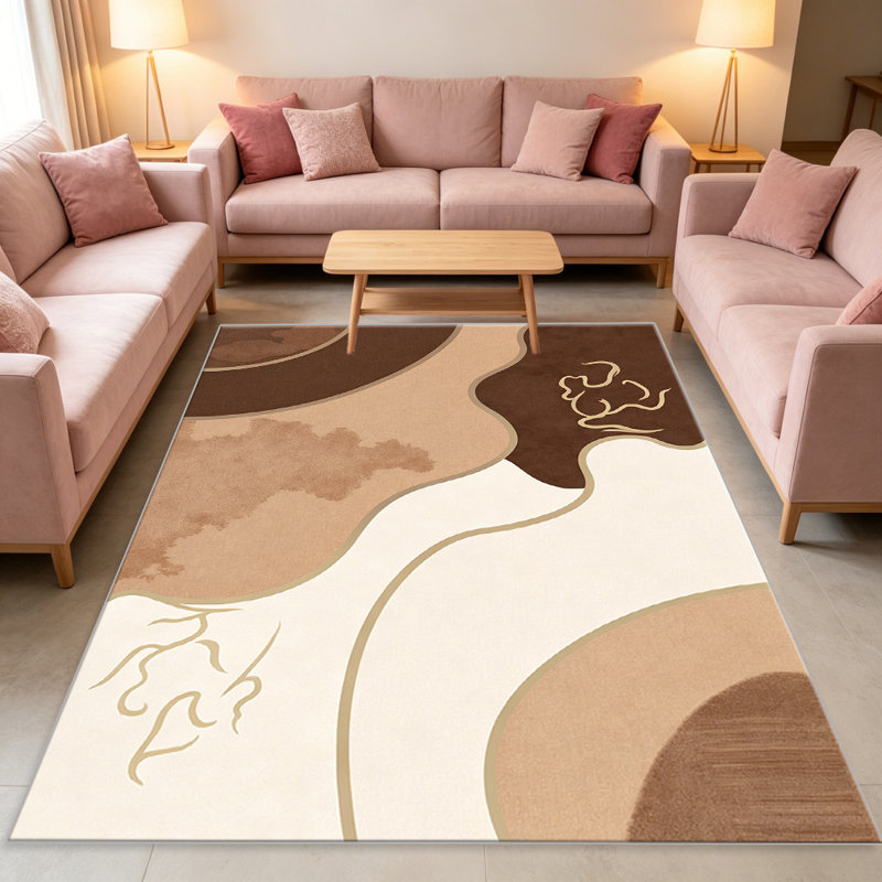 Brown Abstract Watercolor area rugs for Living Room, Soft and Comfortable, Suitable for all seasons, easy to maintain, machine washable Indoor floor mat, Under Table Farmhouse suitable for Bedroom, Dining Room, Study, Patio, Balcony, Home Decor