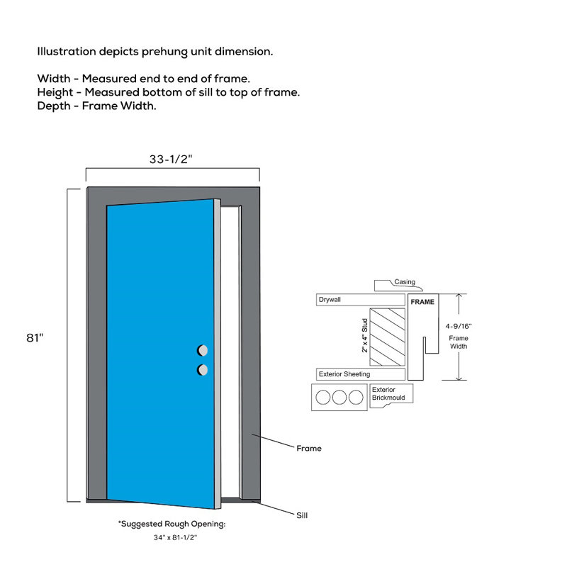 Primed Fiberglass 32"x80" Exterior Door with Clear Glass