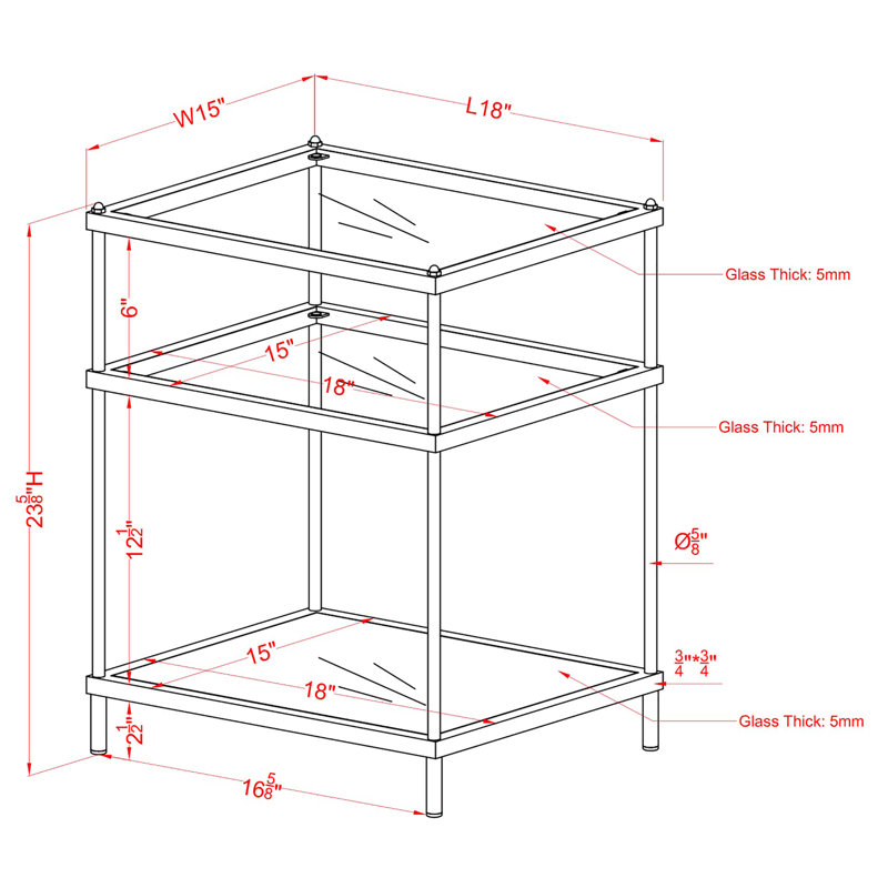 Florentine Glass Top End Table, Champagne