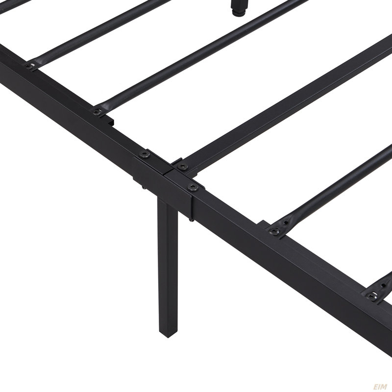Structure de lit plateforme en métal avec tête de lit et pied de lit en bois avec doublure USB, aucun sommier nécessaire, grand rangement sous le lit, assemblage facile (lit)