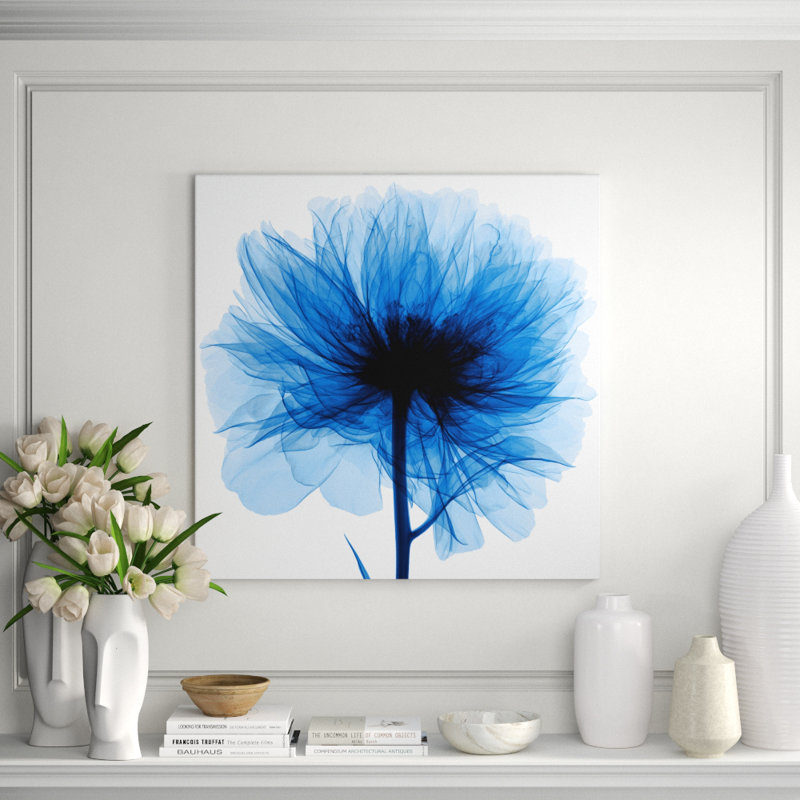 Hand-Picked Blue 1' Framed Graphic Art Print on Glass