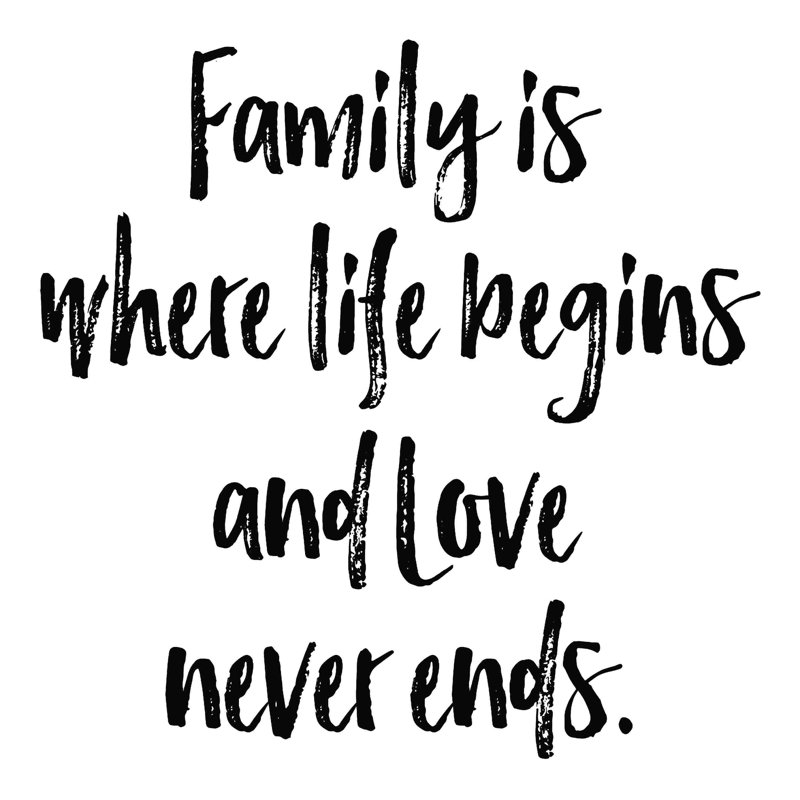 «Family Is», art textuel sur toile tendue, H 36 po x l 36 po