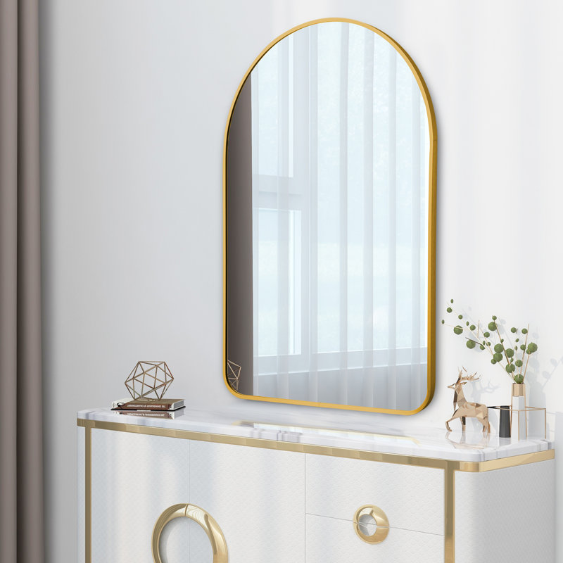 Metal Arch Wall Mirror, Gold