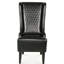 Fauteuil à oreilles confortable en similicuir à haut dossier, fauteuil de 22,74 po de largeur pour la chambre à coucher, noir avec pieds rembourrés et en bois doux, rembourrage dense du salon, apparence de bouleau texturé-149583519