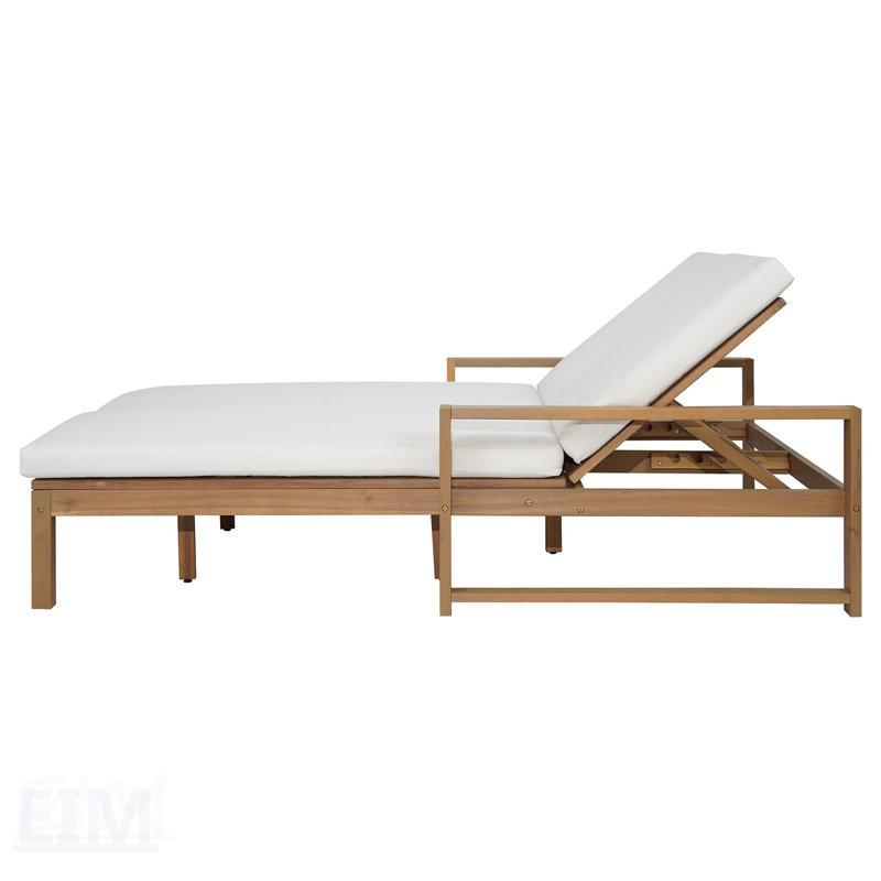 Méridienne double d'extérieur avec dossier réglable à 5 positions TREXM, coussins amovibles et structure en bois massif pour patio et jardin