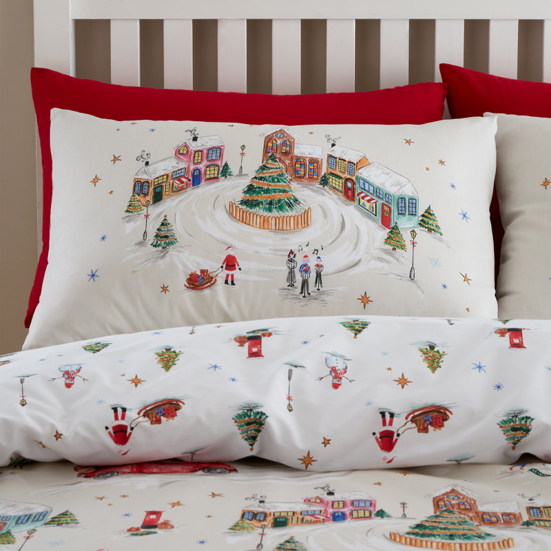 Christmas Town Reversible Duvet Cover Set, Double - 2 Standard Pillowcases