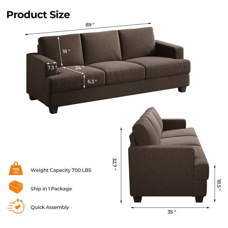 Brooklington 89'' Upholstered Sofa