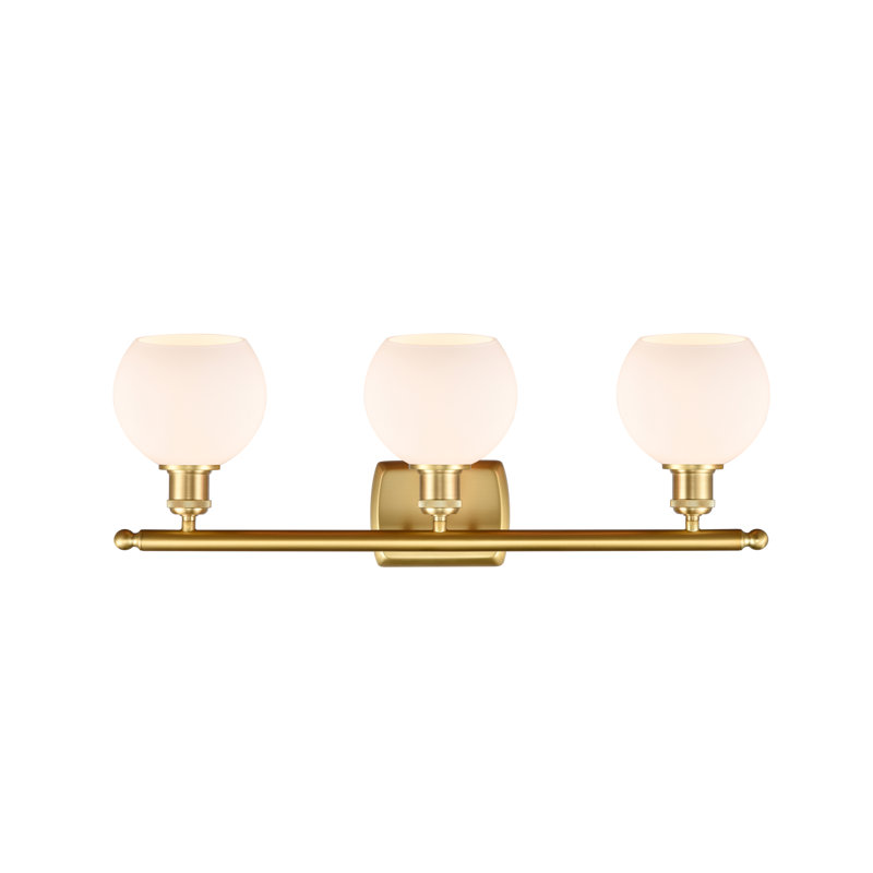 Éclairage pour salle de bain 3 lumières Cindi, Blanc mat, Incandescente, Or satiné