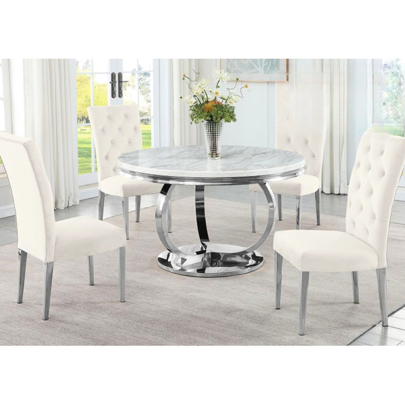 Of 2 Modern Velvet Back Dining Chairs With Finish Metal Legs, Cream Color, Rectangular Shape For Stylish Room, Medium Firm Seating