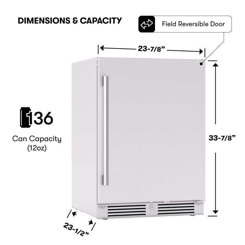 Presrv 24" 136 Cans (12 oz.) Outdoor Rated Convertible Beverage Refrigerator