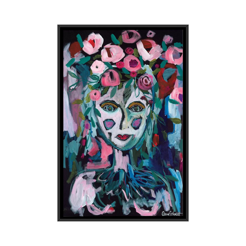 «Rose Goddess», impression sur toile, H 26 po x l 18 po x P 1,5 po, Toile avec cadre noir, Pas de tapis