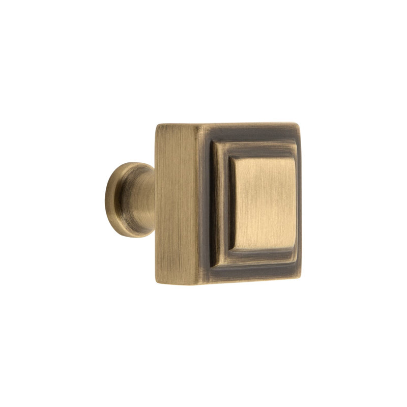 Carré Square Cabinet Knob, Vintage Brass