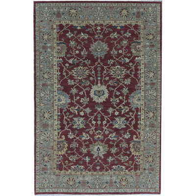 Ziegler Wool Oriental Area Rug in Wine/Beige