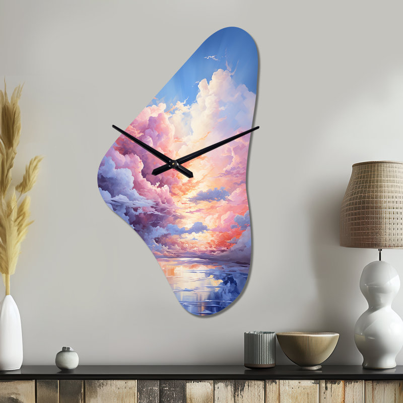 Nuage fantaisiste Cloudscape ludique - horloge murale en forme de nuage de forme unique, horloge murale corail, Grand