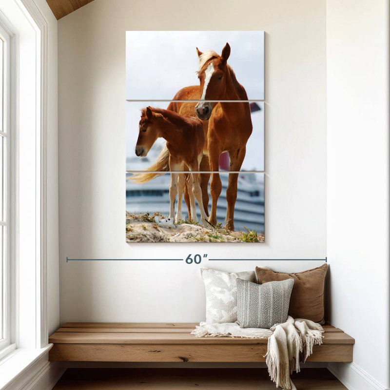 Brampt chevaux bruns, H 50 po x l 32 po