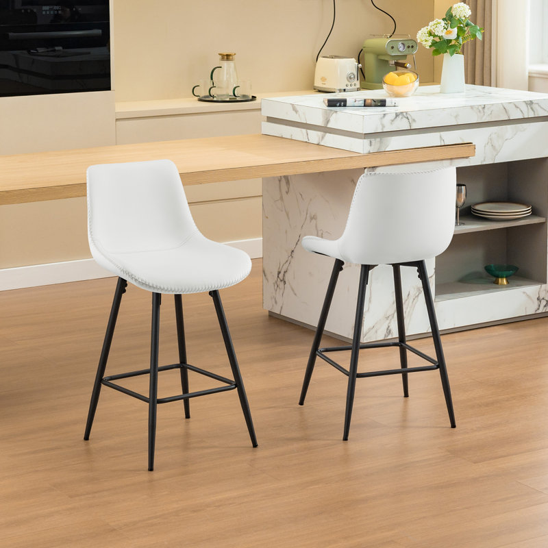 Tabouret de comptoir moderne en similicuir, Gris Heather, Tabouret de comptoir (siège d'une hauteur de 24 p, 2