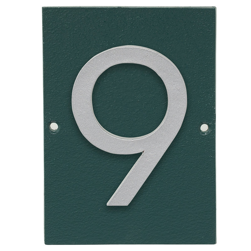 Plaque d’adresse murale sur 1 ligne flottante, Vert forêt, Argent, Oui