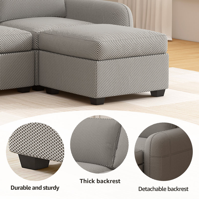 Canapé modulaire 8 pièces Jazabell, Gris clair