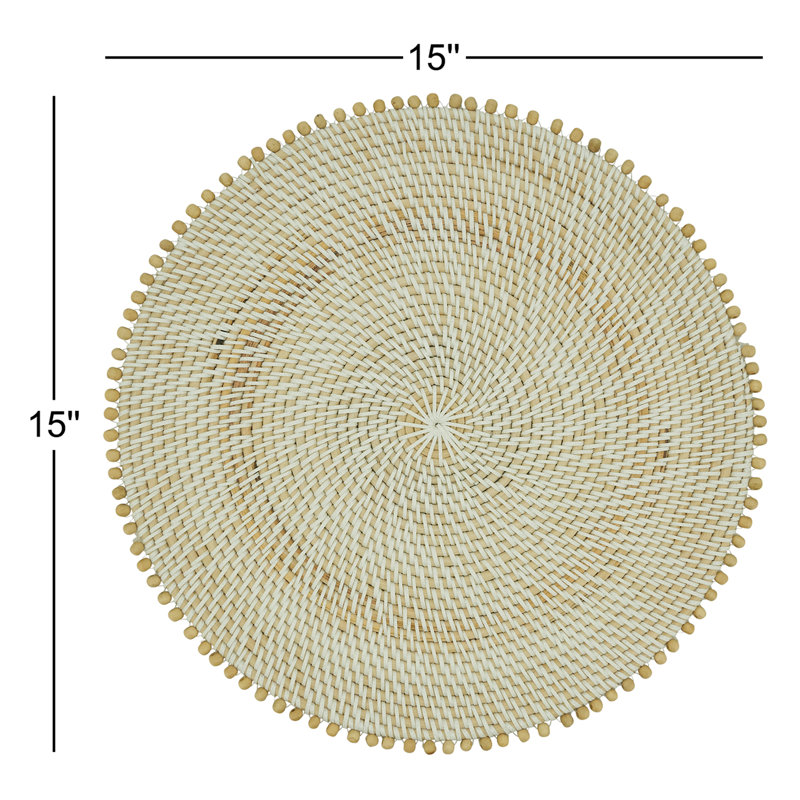 Dempsey Rattan No Pattern Round Placemat, Natural