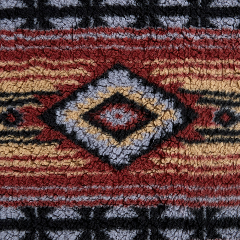 Wrangler Printed Plush Sherpa Throw Blanket, Anguston Red