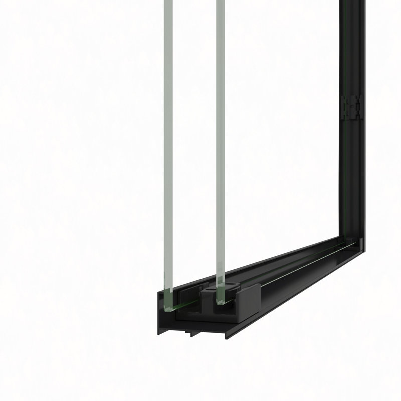 44-48" W × 72" H Tempered Glass With Explosion Proof Film, Aluminum Frame Double Sliding Shower Door, "1/4 (6 Mm), Stainless Steel Handle