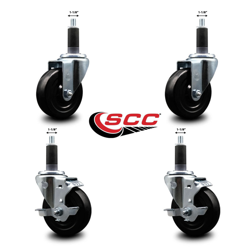 Ensemble de roulettes extensibles en caoutchouc souple 2 roues SCC TLB 4 po x 1-1 / 8 po