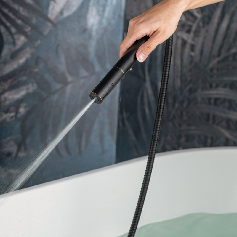 Robinet de baignoire sur pied à 1 poignée avec inverseur, Bronze huilé