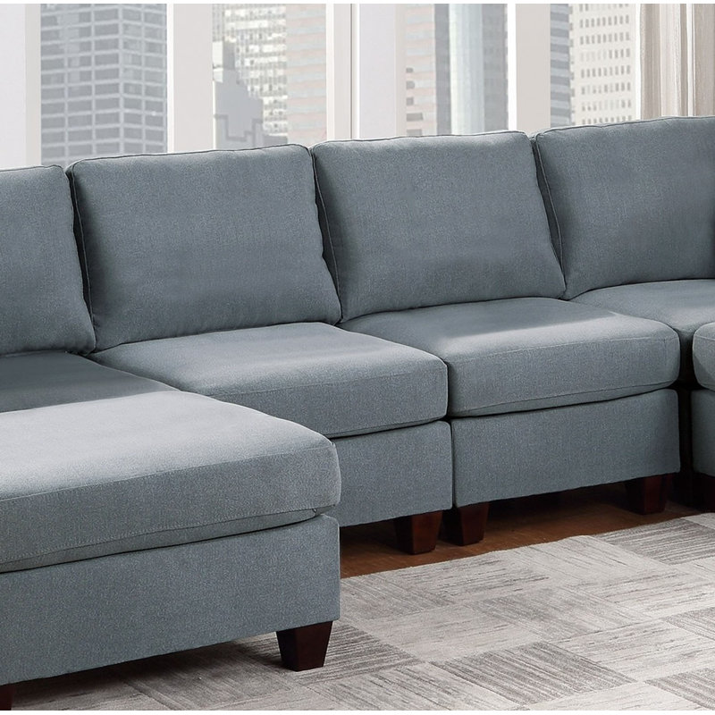 Living Room Armless Chair, Reading Chair, Grey Linen