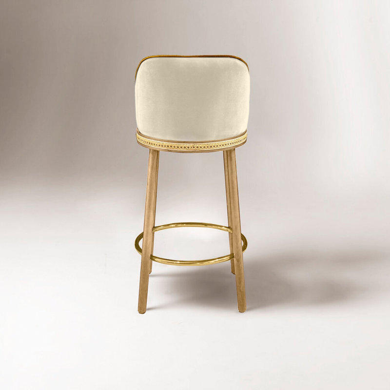 Tabouret de bar et de comptoir Alma, Nuage, Laiton satiné, Tabouret de comptoir (siège d'une hauteur de 27 p