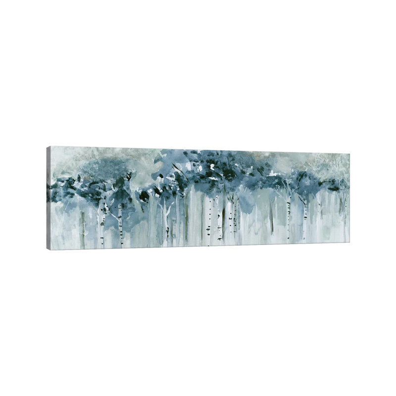 Blue Birch Morning by Susan Jill - Panoramic Painting on Canvas, 182.88 cm H x 60.96 cm W, Wrapped Canvas