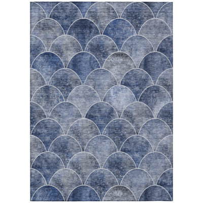 3' X 5' Gray Abstract Washable Indoor Outdoor Area Rug