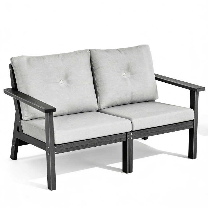 Canapé d'extérieur avec accoudoirs simples (ensemble de 2), Noir