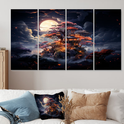 Nebula Nights Castle Treehouse I - China, art mural 4 pièces
