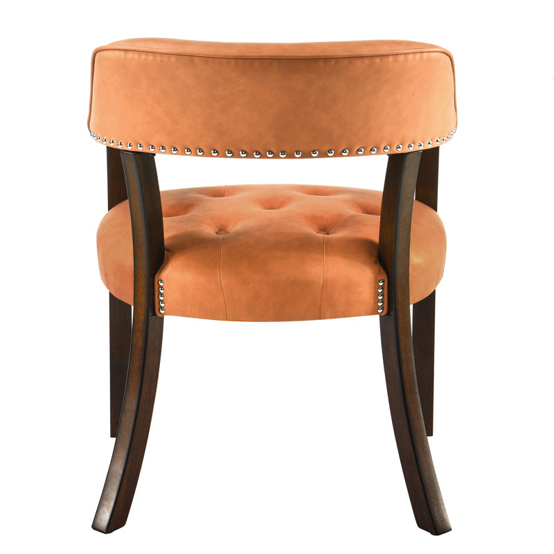 LUMERA Collection Tufted Arm Dining Chair Orange, Orange, Walnut