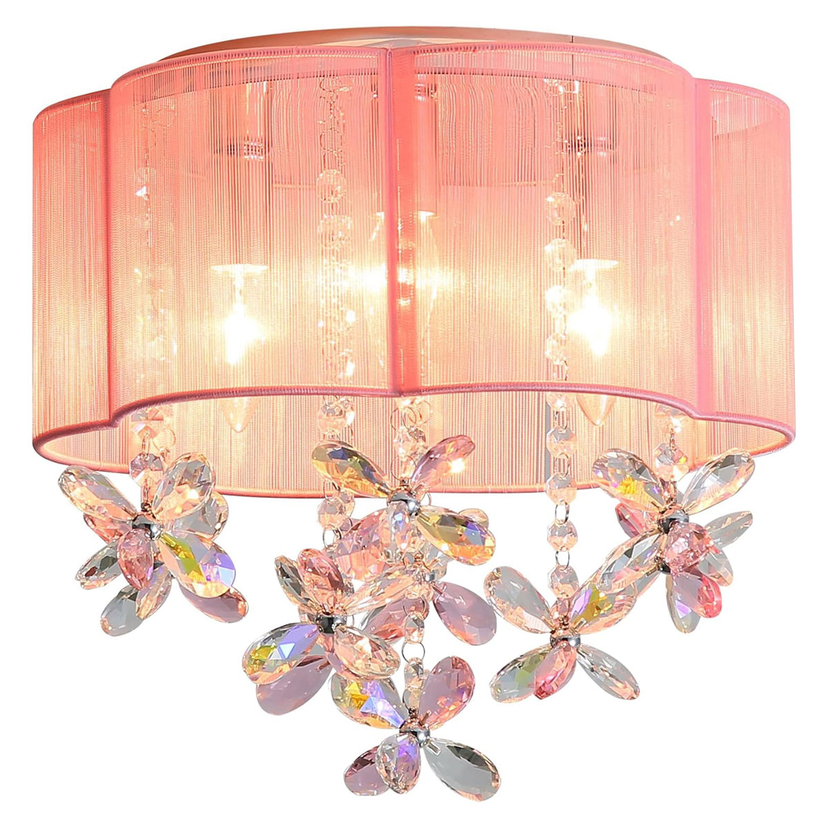 Crystal Mini Chandelier Mount Ceiling Light With Flower