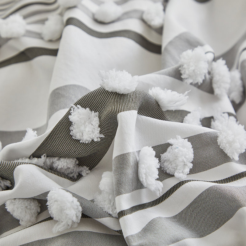 Housse de couette capitonnée à pois, Grand lit, Gris