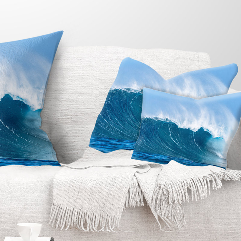 Coussin Sky Hitting Ocean Waves, Rectangulaire, 12 po x 20 po