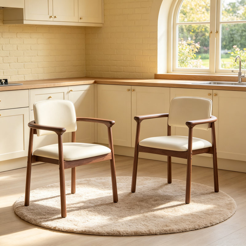 Ensemble de 2 chaises de salle à manger robustes en bois d'hévéa avec sièges confortables en mousse de polyuréthane, idéales pour la maison et la cuisine