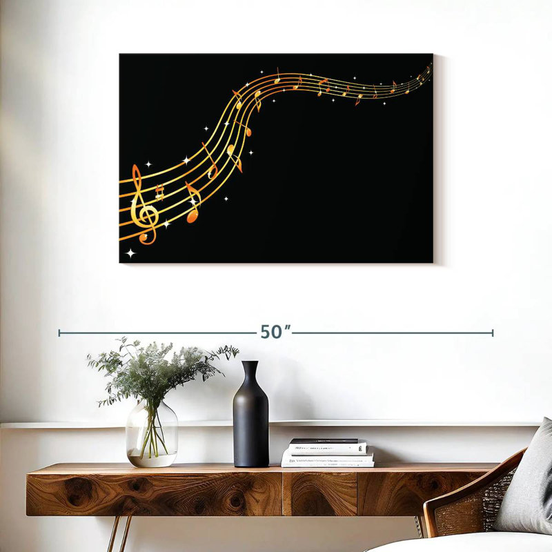 Abarca Flowing Golden Music Notes, 24" H x 36" W