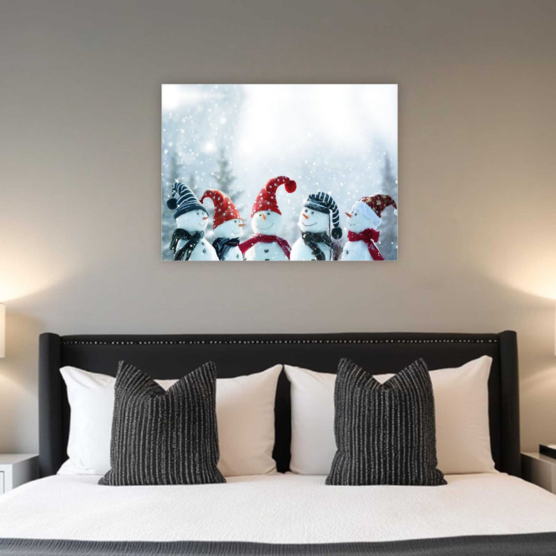 Cinq, chapeau de père Noël, écharpe rouge et blanche sur toile, décor moderne de qualité supérieure, 24 x 32 po