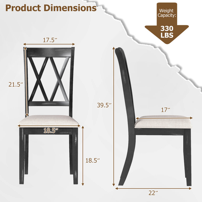 4 chaises de cuisine moderne de style campagnard avec dossier creux élégant, 4