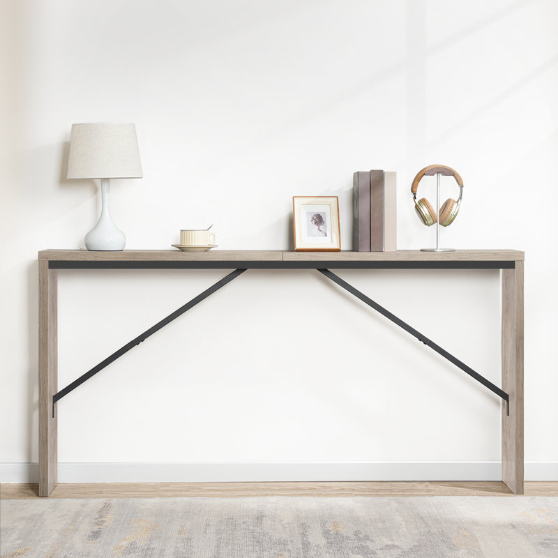 Ademara Console Table Long Sofa Table Behind Couch, 31.5" H x 62.2" W x 9.1" D, Grey