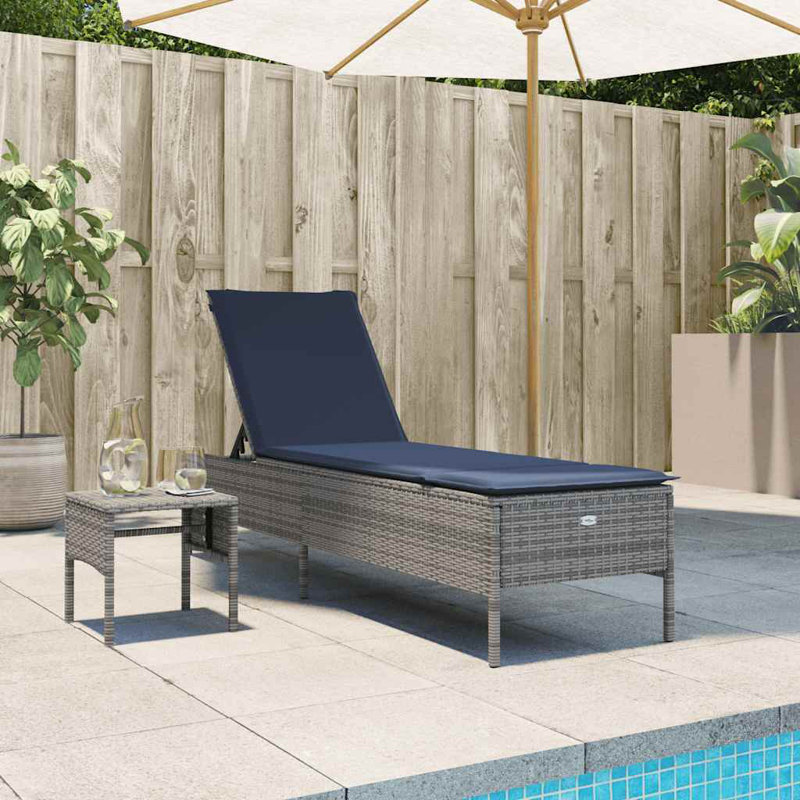  Dossier simple en rotin PE multi-positions, Gris, Marine