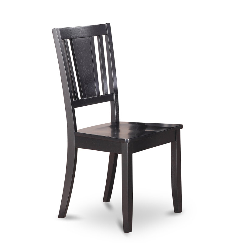 Chaises de salle à manger Dudley - ensemble de 2 chaises en bois massif à dossier à lattes, noir, Noir, En bois