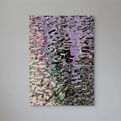 Abstract art in shades of purple and green.