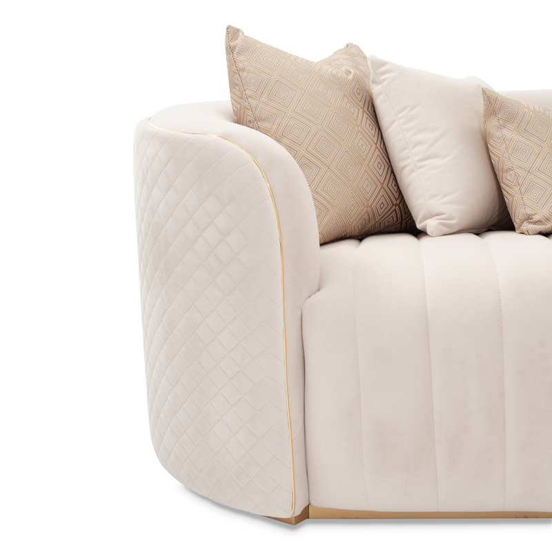 Ariana 83'' Velvet Round Arm Loveseat, Beige, 31" H x 83" W x 35" D