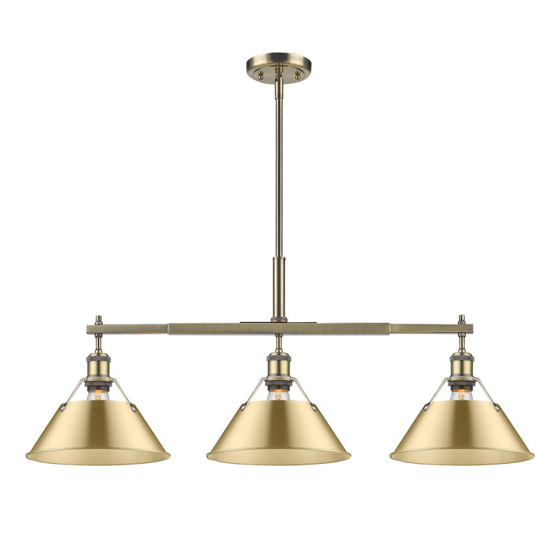 Weatherford 3 - Light Kitchen Island Pendant, Aged Brass, Brushed Champagne Bronze