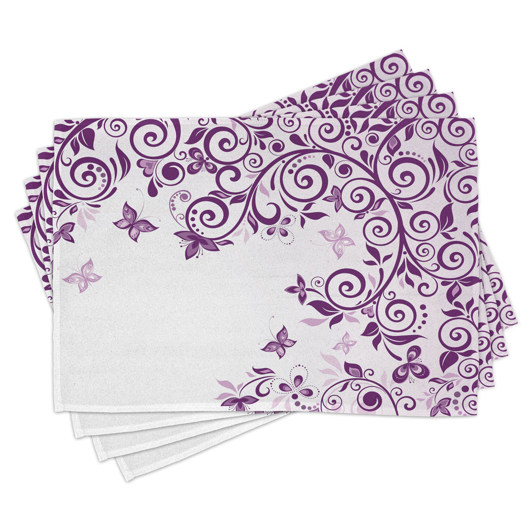 Platzdeckchen 4er Set, Lilium Floral Branch, Violett